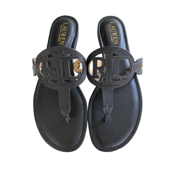 Lauren Ralph Lauren Shoes - Lauren Ralph Lauren Audrie Toebar Calf Leather Sandals Womens‎ Size 8B